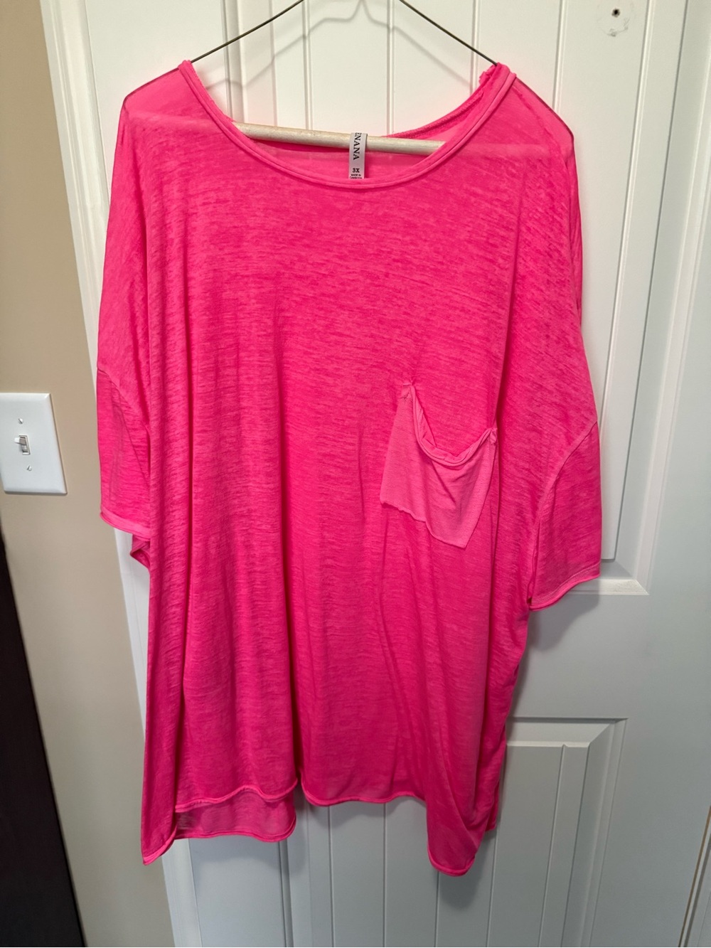 Zenana Outfitters Hot Pink Oversized Short Sleeve Pocket Tee